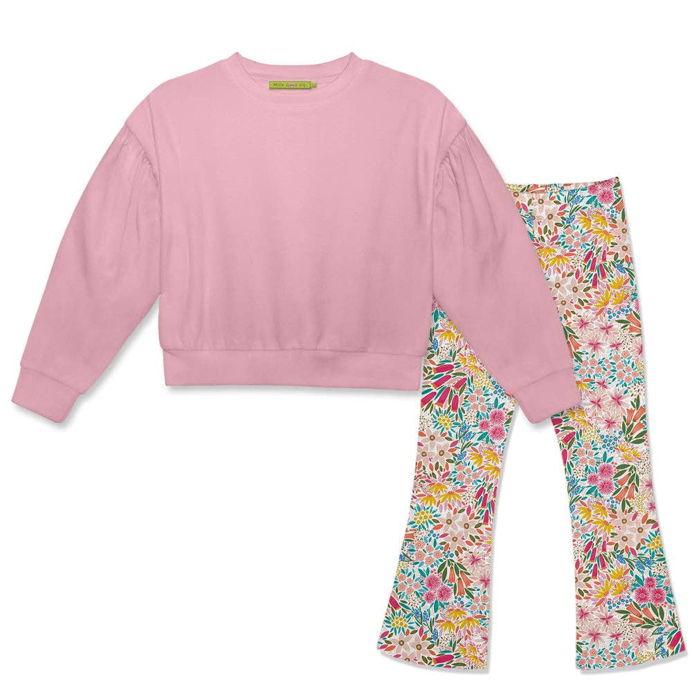 Dusty Pink Floral Flare Legging Set