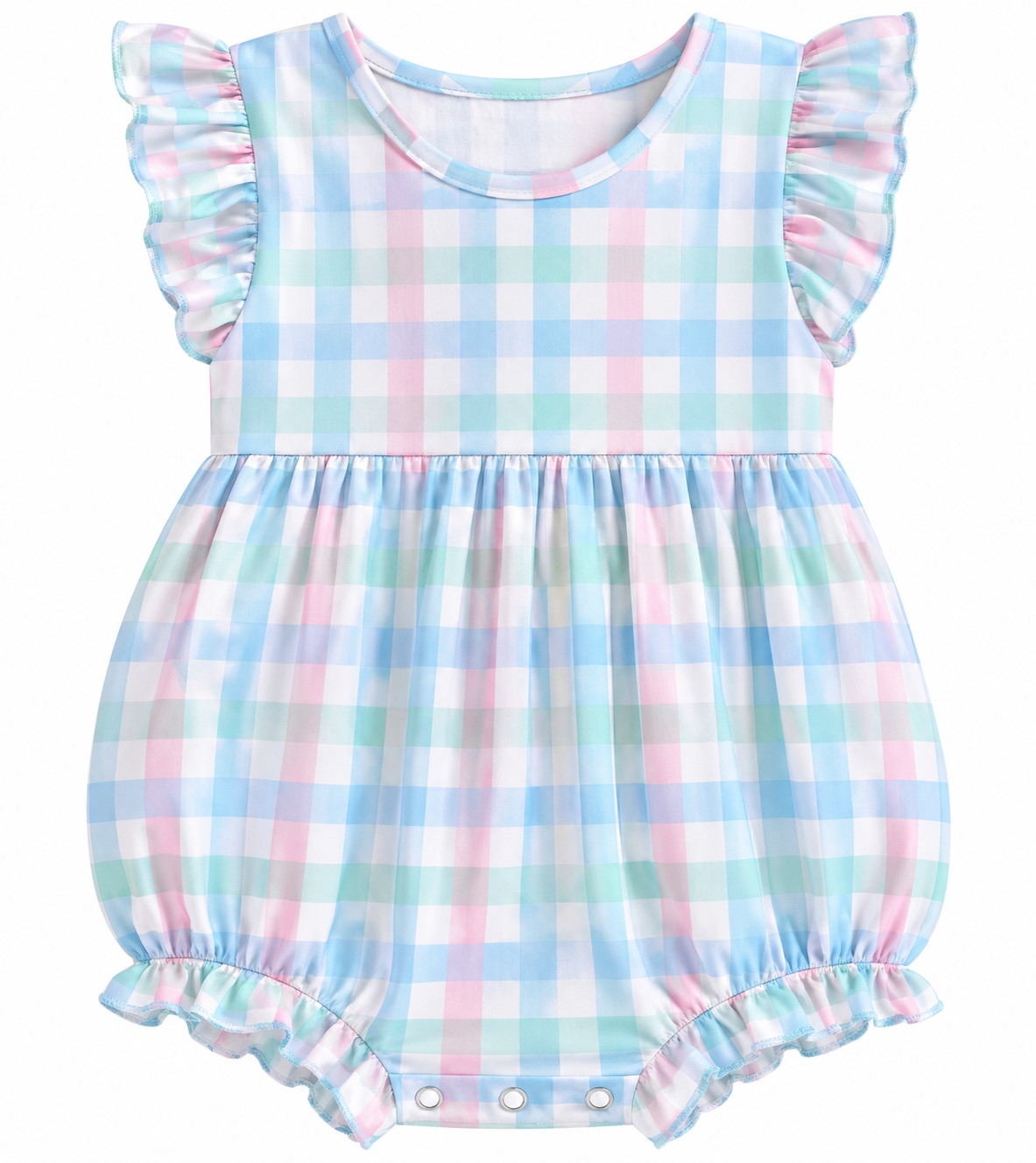 Mint Pastel Plaid Romper