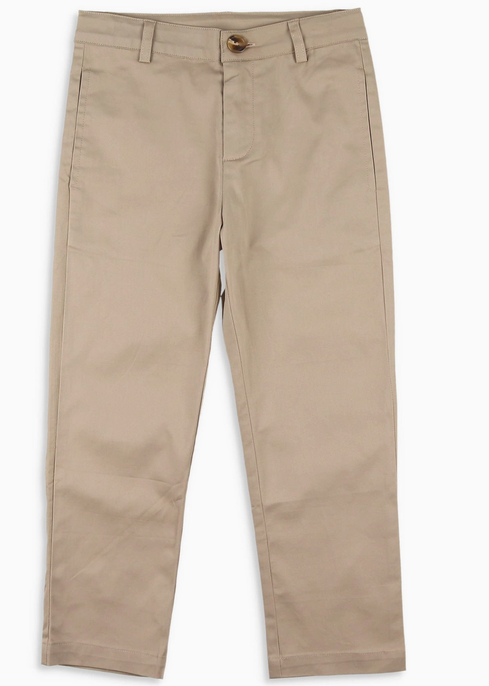 Khaki Flat Front Straight Leg Pants
