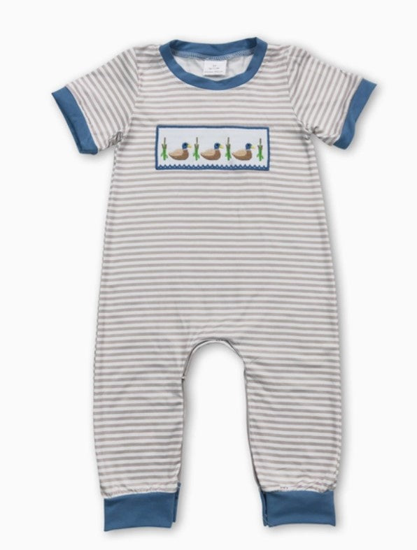 Beige Stripe Duck Romper