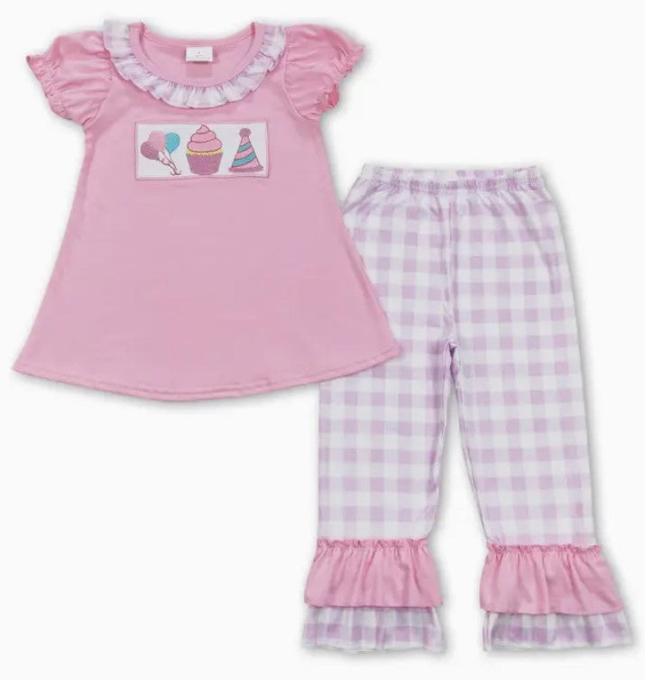 Girls Embd Birthday Outfit