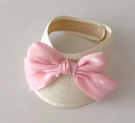 Girls Straw Visor with Bow