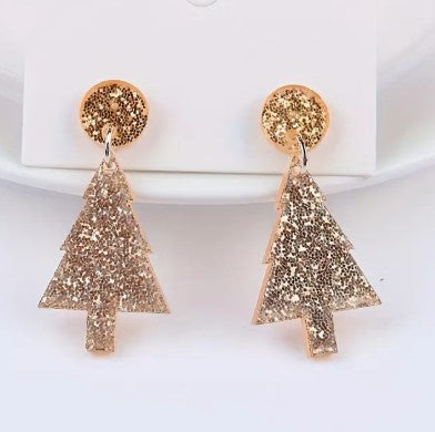 Gold Christmas Tree Earrings
