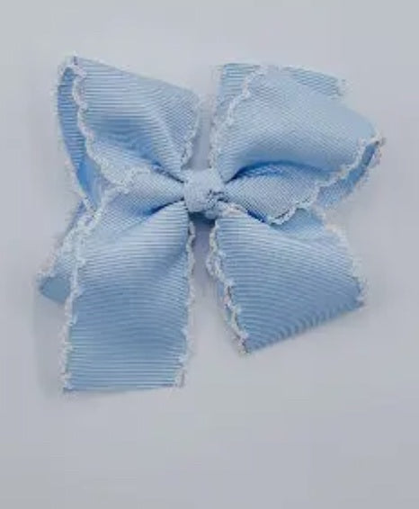 Large Light Blue Picot Trim Bow