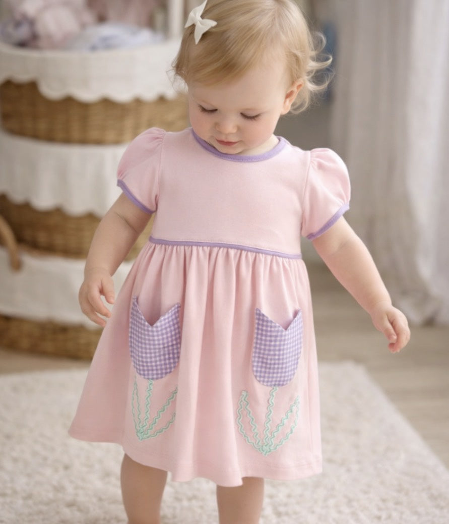 Squiggles Pink Tulip Dress