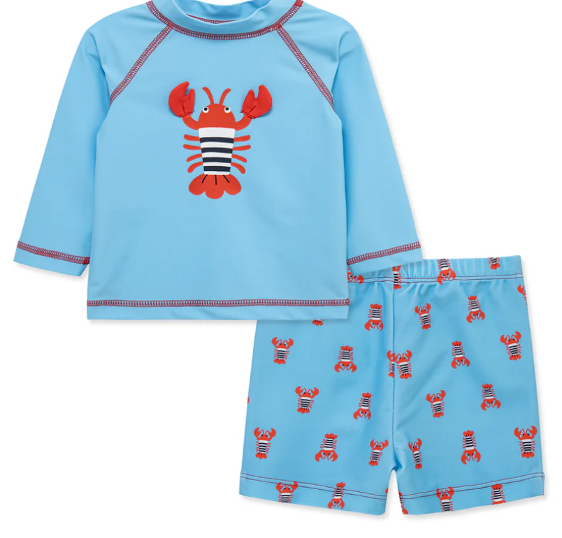 Little Me- Lobster Rash Guard Swim Set