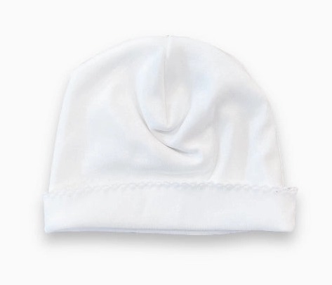 Newborn Hat White w/White Picot