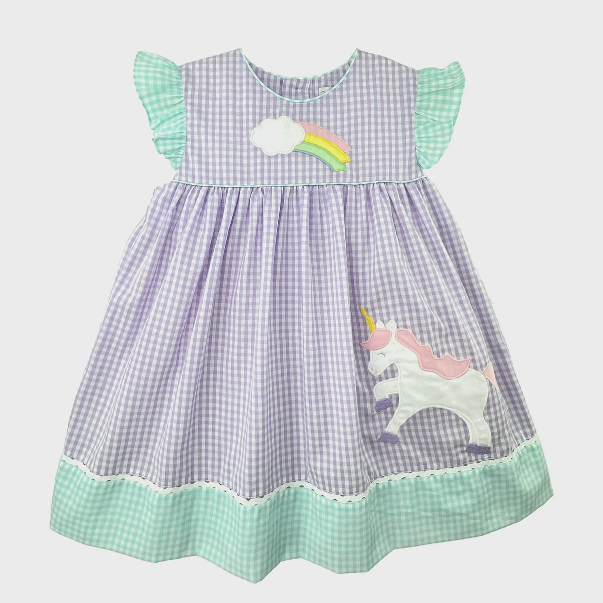 Unicorn & Rainbow Applique Dress With Bloomers