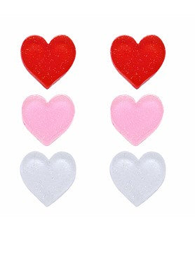 Glitter Heart Acrylic Earring Set