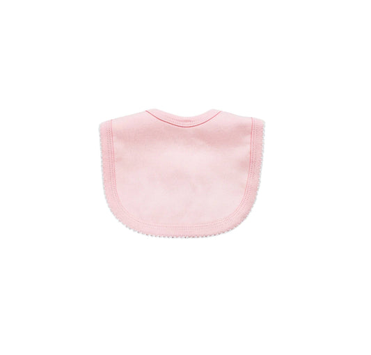 Bib - Pink W White Picot Trim