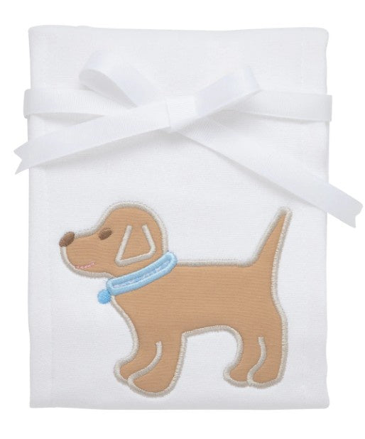 Puppy Applique Burp- Blue