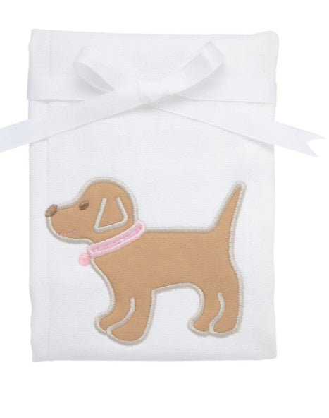 Puppy Applique Burp Cloth-Pink