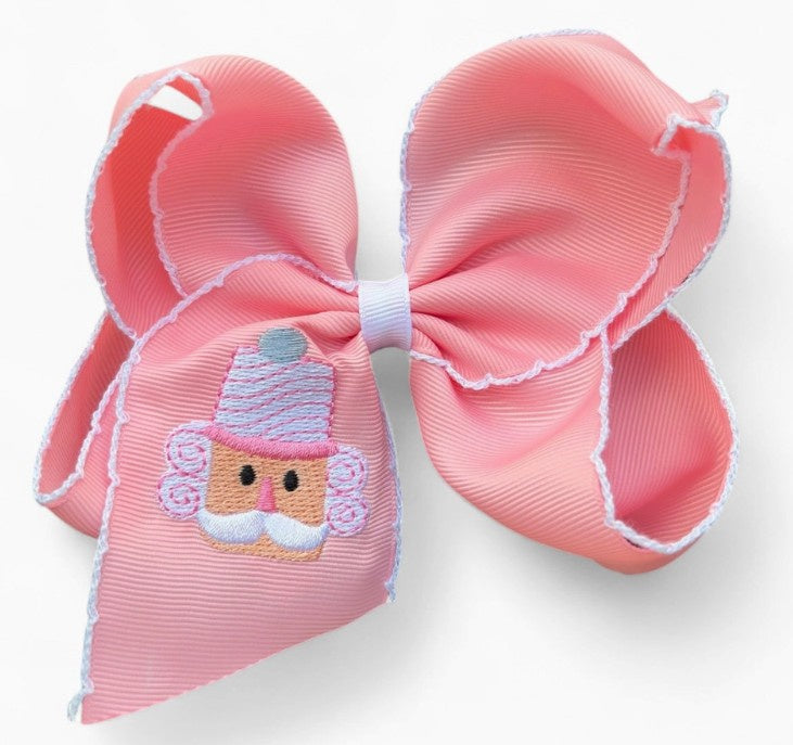 5 inch Pink Embd Nutcracker Bow