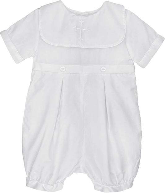 Embroidered Cross Christening Romper