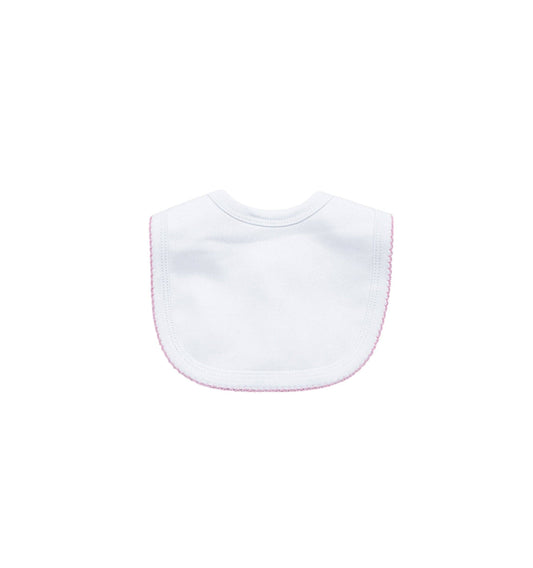 Bib -White W Pink Picot Trim