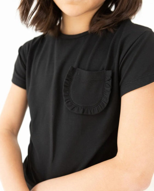 Black Ruffle Pocket Tee