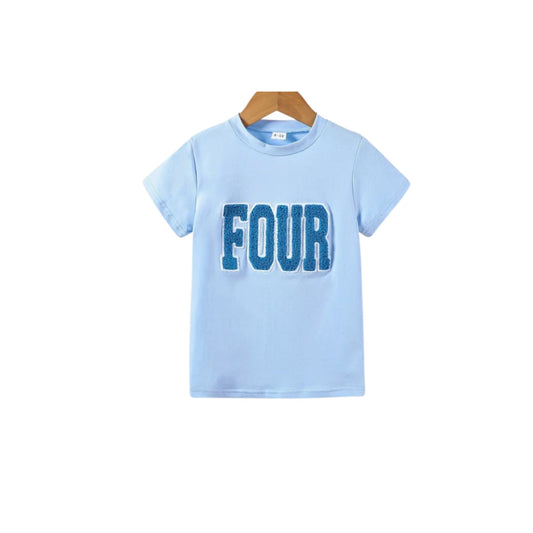 Boys Four Chenille Birthday T Shirt