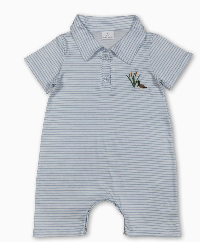 Embroidered Duck Polo Romper