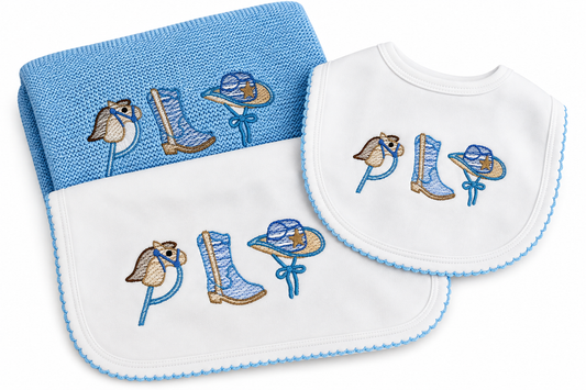 Cowboy Trio Bib & Burp Cloth Set