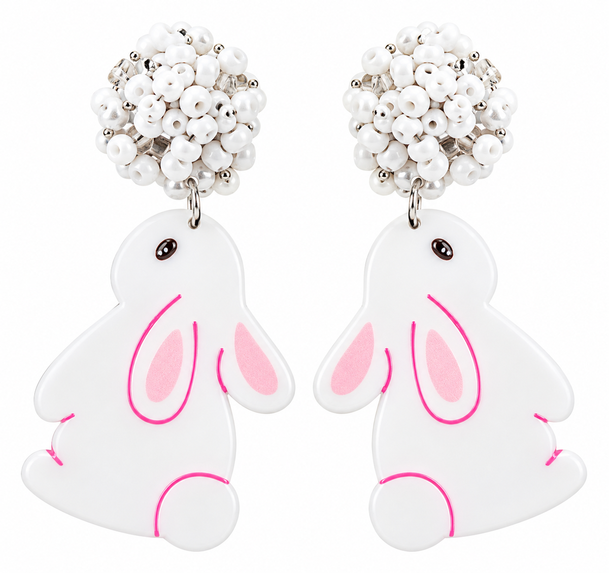 White Bunny Earrings