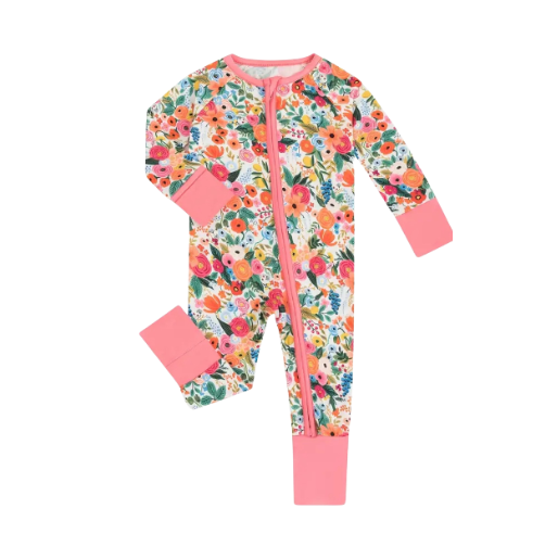 Blue Grapes and Flowers Bamboo Zippy