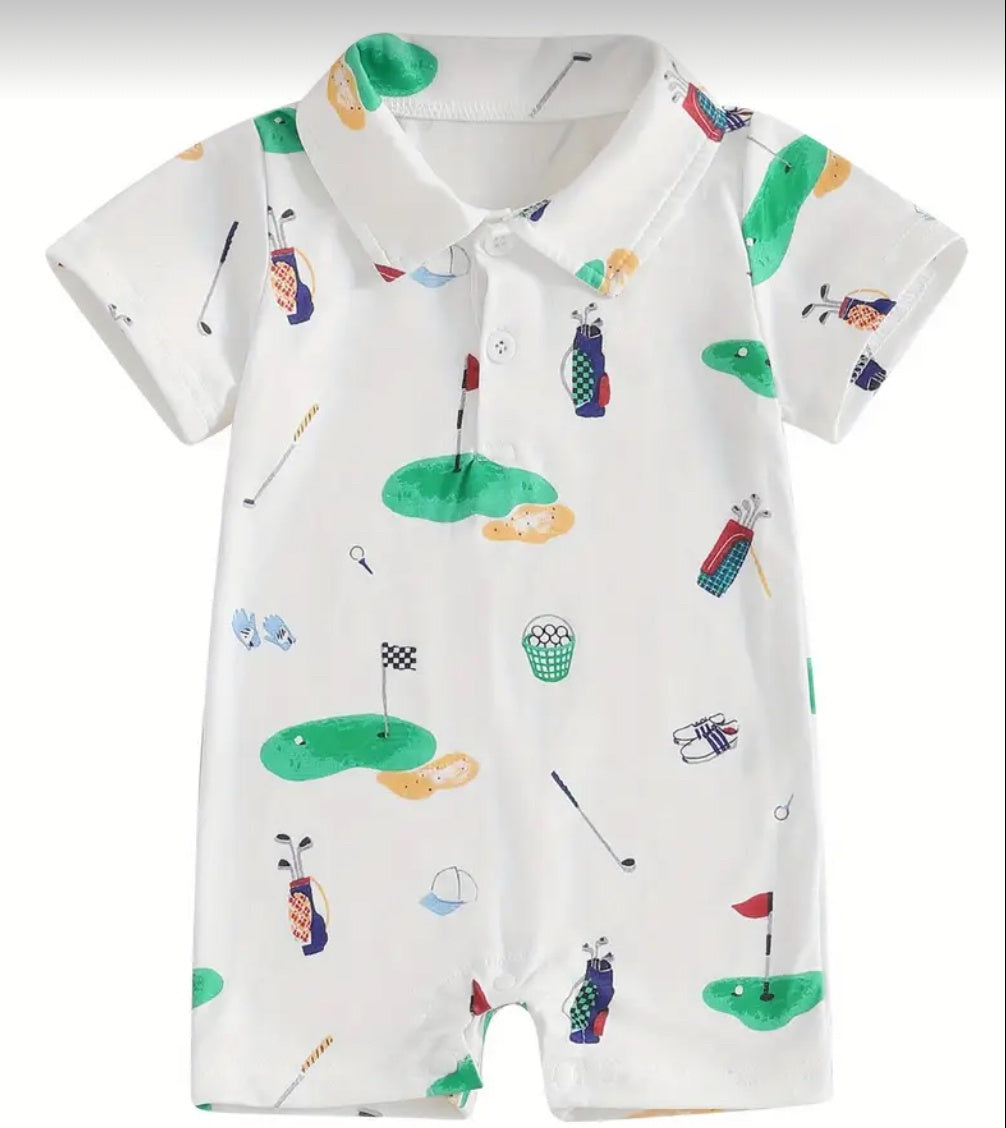 White Golf Collated Romper