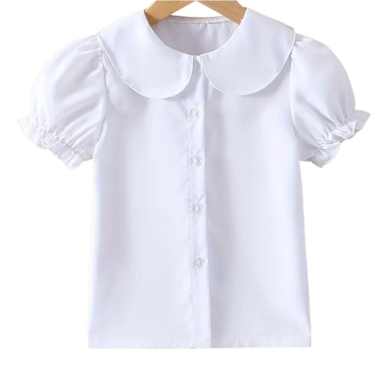 White Puff Short Sleeve Blouse