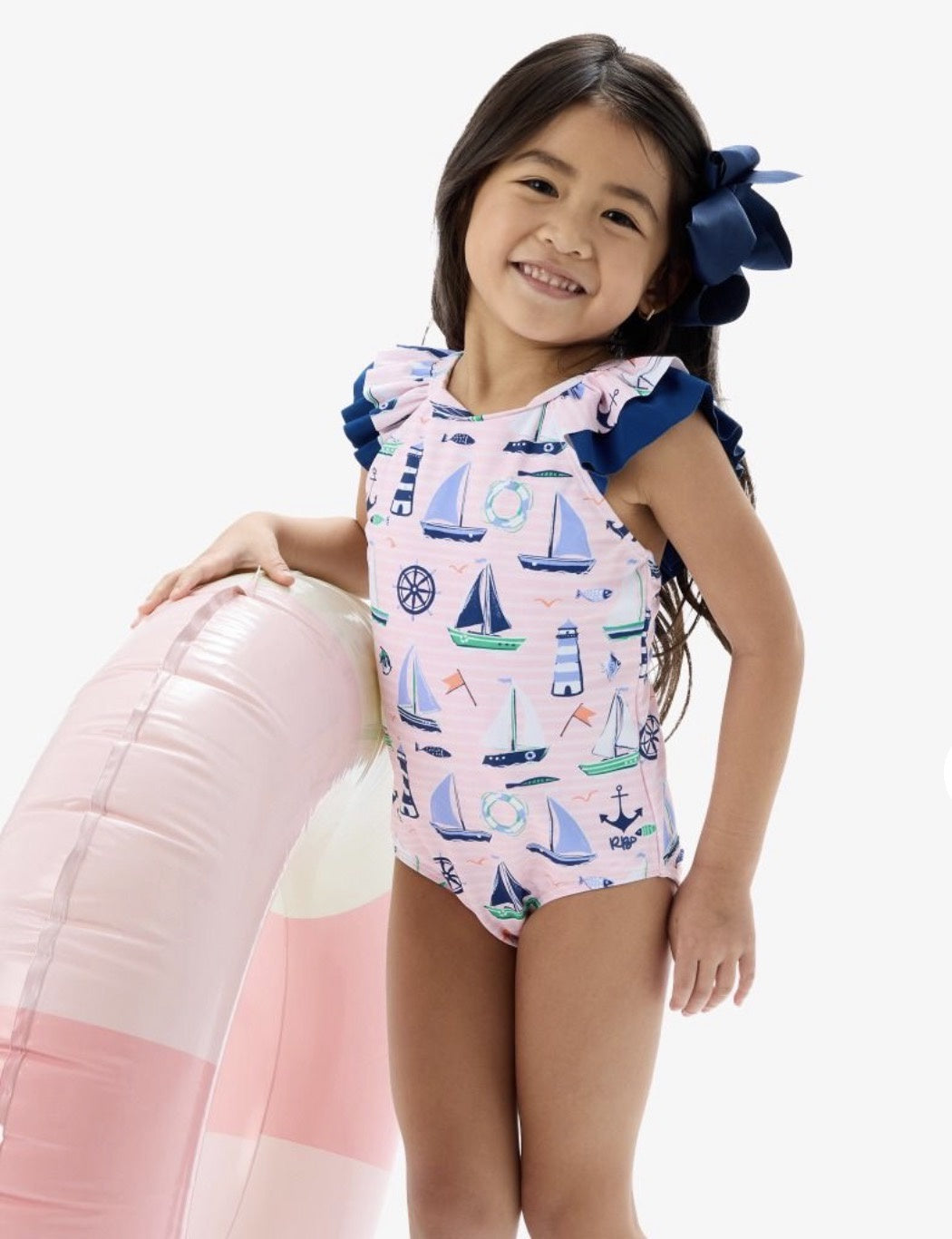 Sweet Sails Pink V Back One Piece