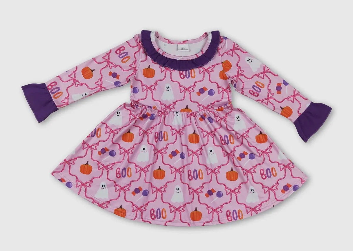 Pink Bow Ghost Bow LS Dress