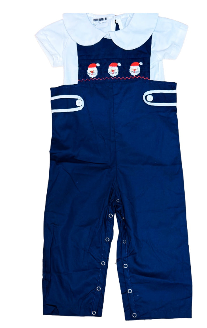 Navy Smocked Santa Longall