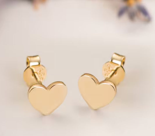 Sterling Silver Gold Tone Heart Earrings