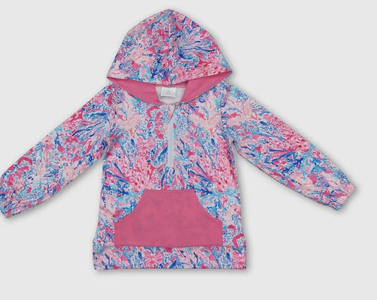 Pink Watercolor Hooded Pullover
