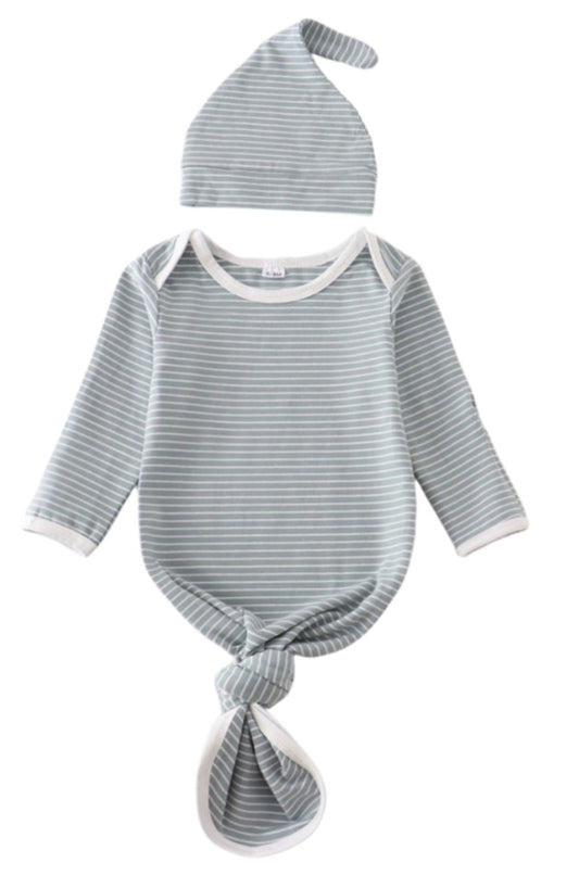 Stripe Teal Gown w/Hat