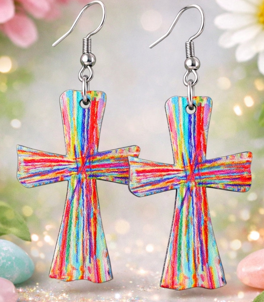 Vibrant Cross Earrings
