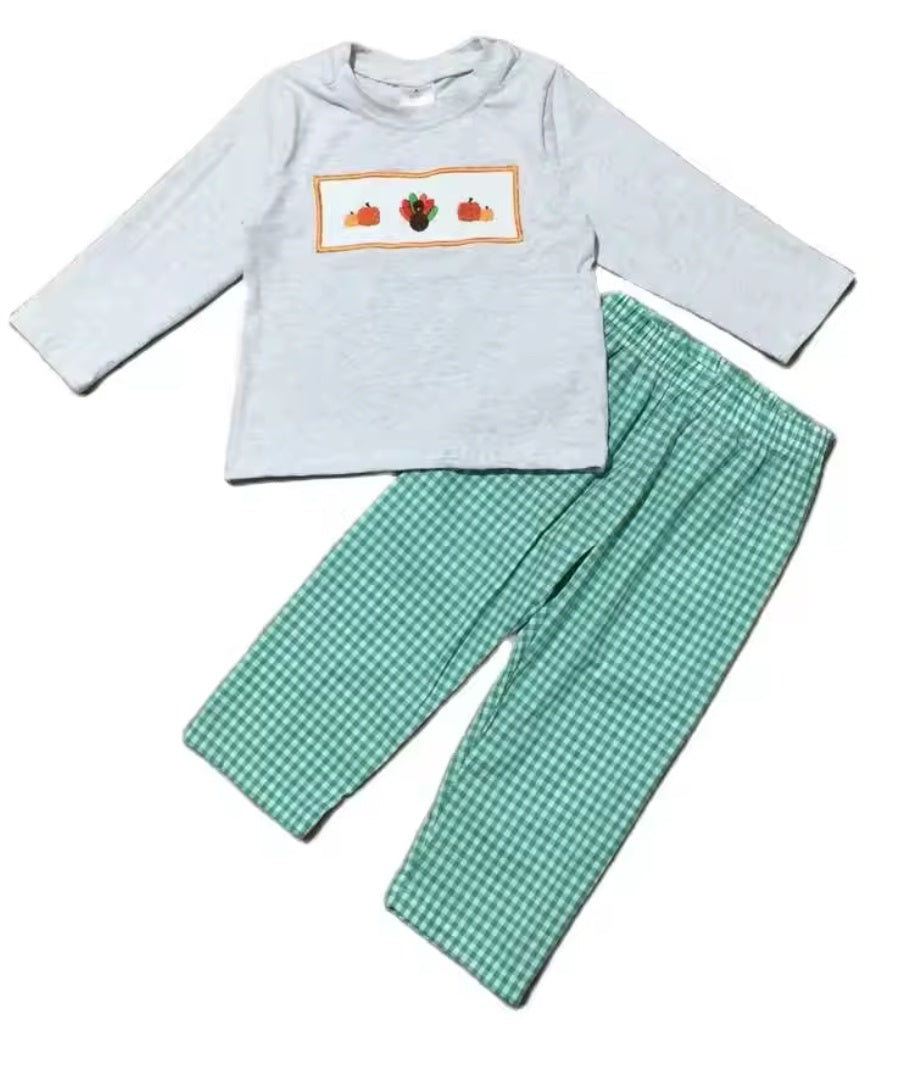 Gingham Green Turkey Set