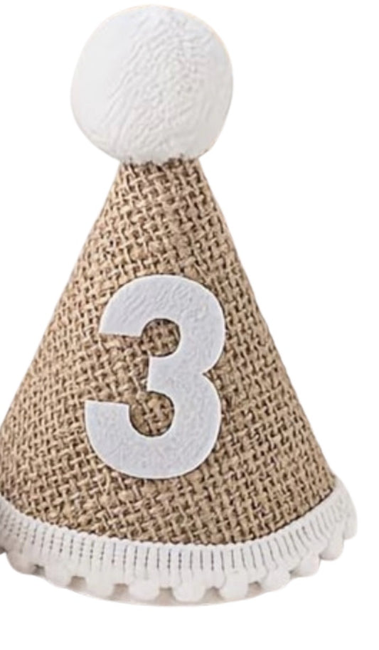 Three Burlap Birthday Hat