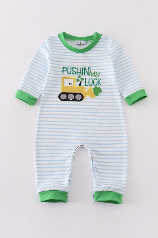 Striped Green Clover Romper