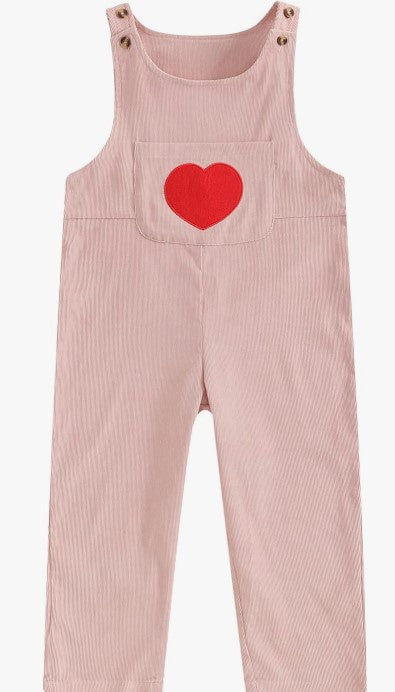 Pink Corduroy Red Heart Overall