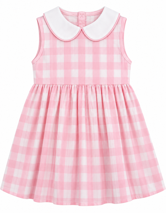 Pink Plaid Peter Pan Collar Dress