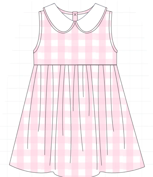 Pink Plaid Peter Pan Collar Dress