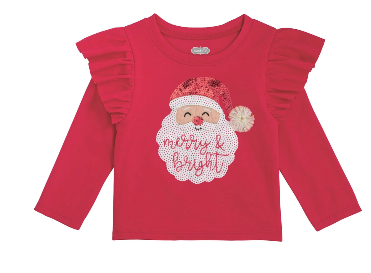 Red Santa Sparkle LS T-Shirt