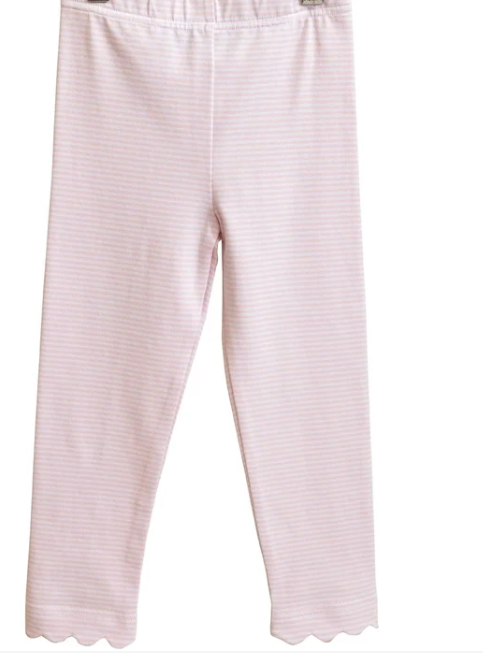 Pink Stripe Scallop Leggings