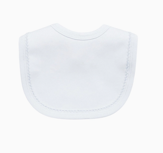 Bib- White W White Picot Trim