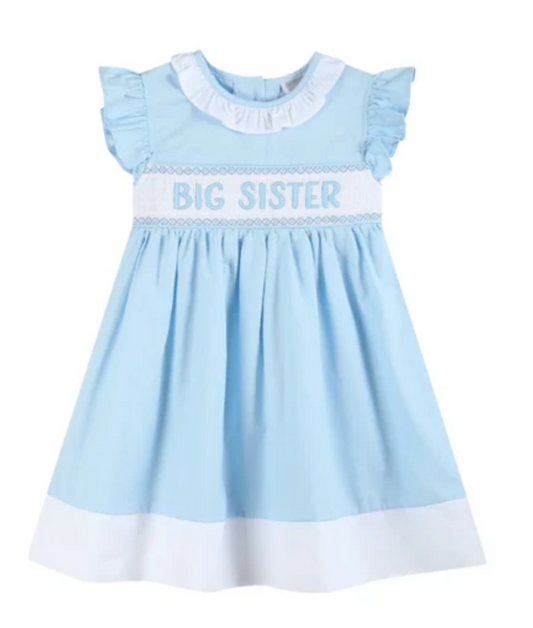 Blue Big Sister Smocked Dress