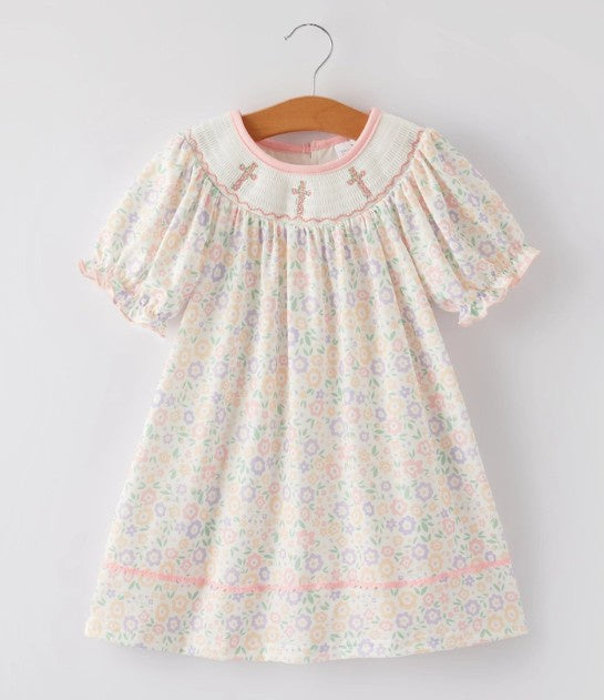 Smocked Floral Cross Dress