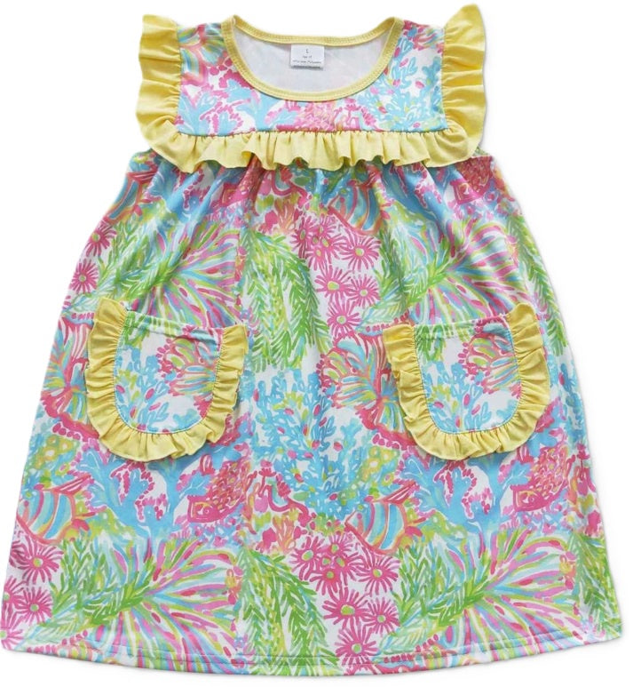 Watercolor Yellow Pocket Dress