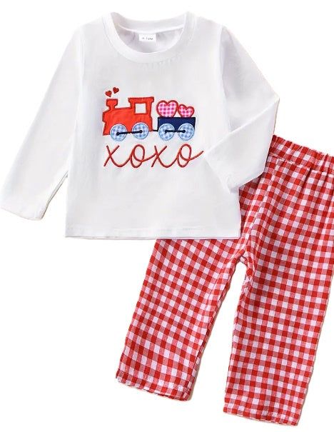 XoXo Train Gingham Pant Set
