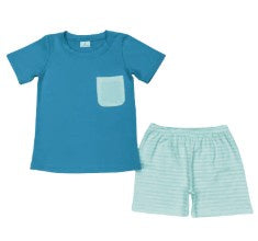 Blue and Aqua Pocket Stripe Set