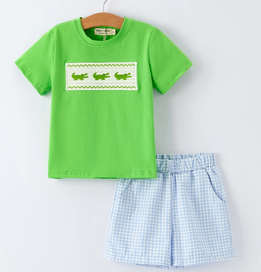 Boys Smocked Alligator Set