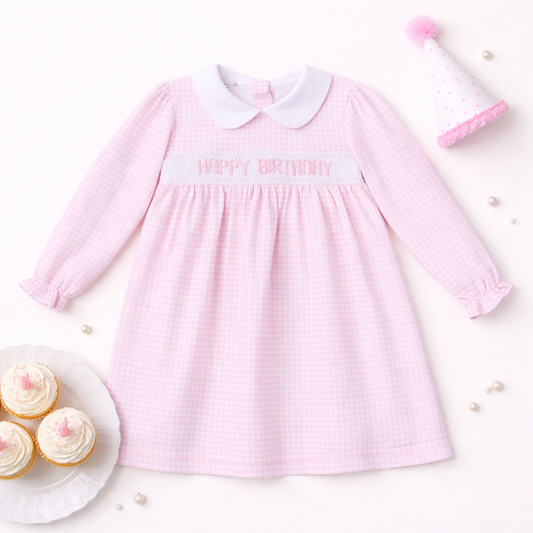 Classic Smocked Birthday LS Dress